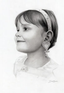 Princesse Nini portrait dessin aux crayons graphite
